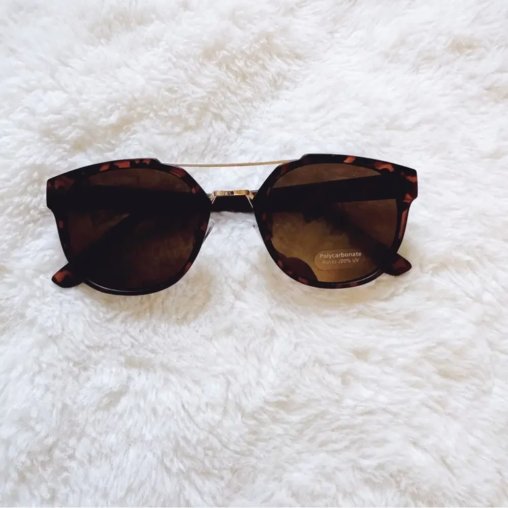 Ansel Tortoise Brown Bold Round Sunglasses